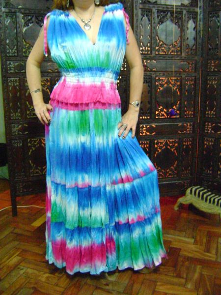 Vestido Romano em tie-dye